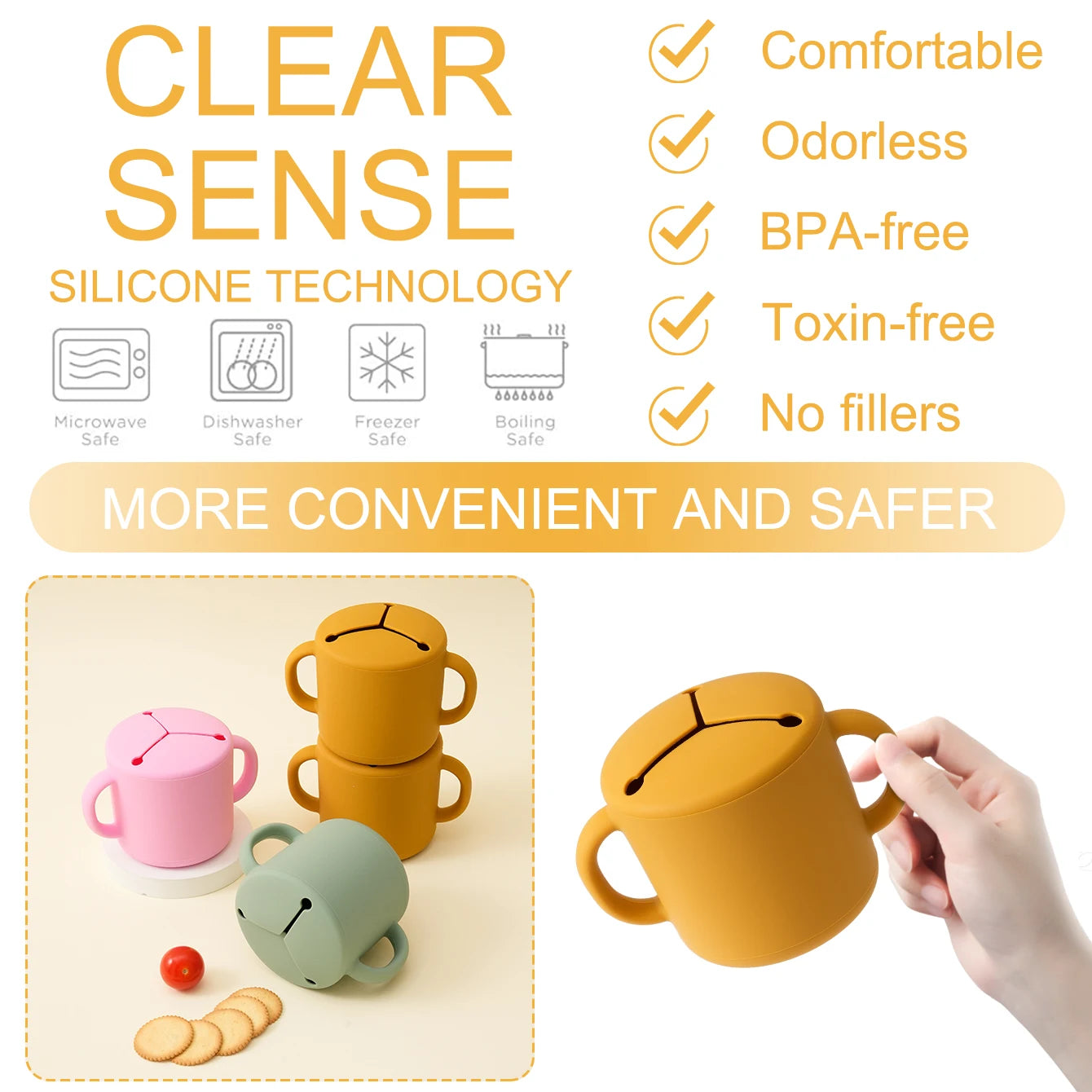 Silicone Snack Cup Double Handle