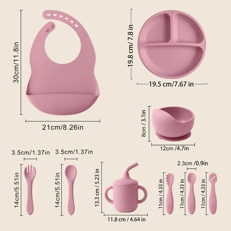 9PCS Baby Silicone Tableware