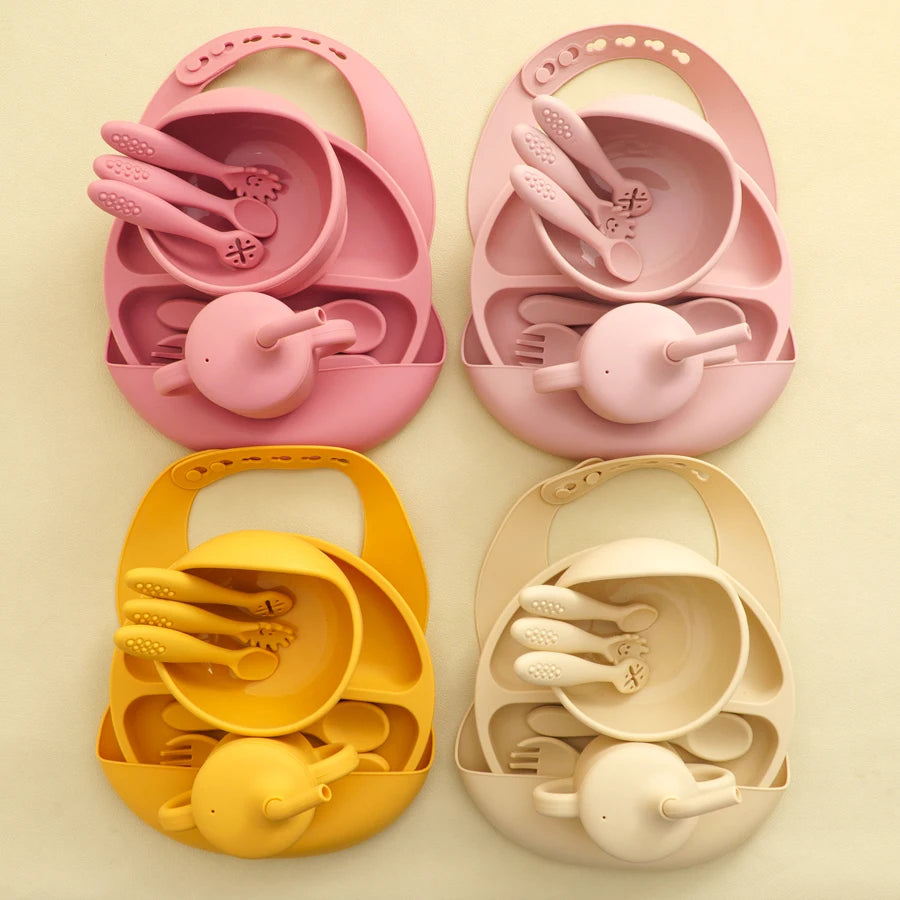 9PCS Baby Silicone Tableware