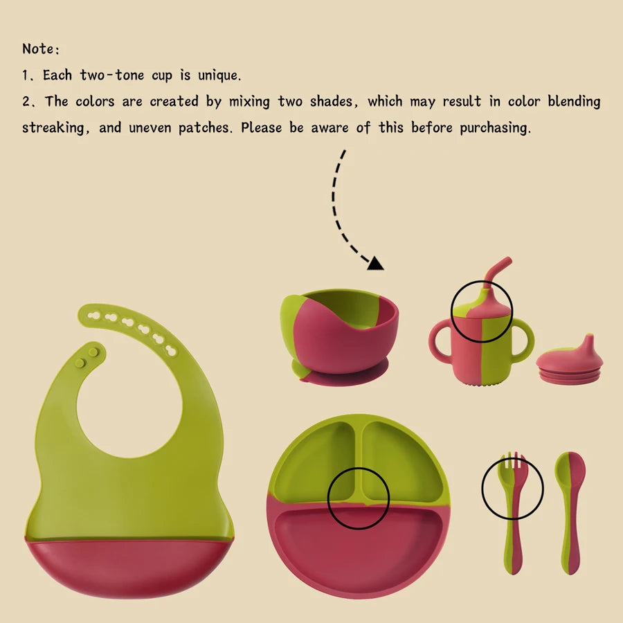 6PCS Baby Silicone Tableware