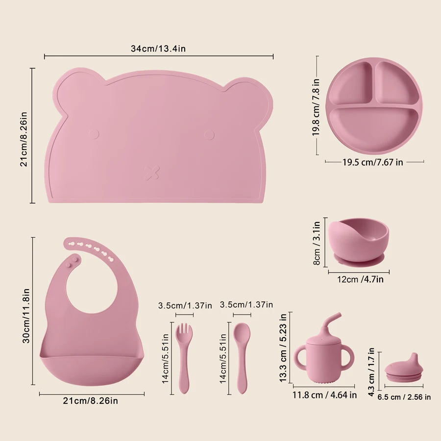7PCS Baby Silicone Dinner