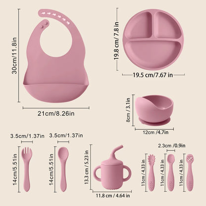 9PCS Baby Silicone Tableware