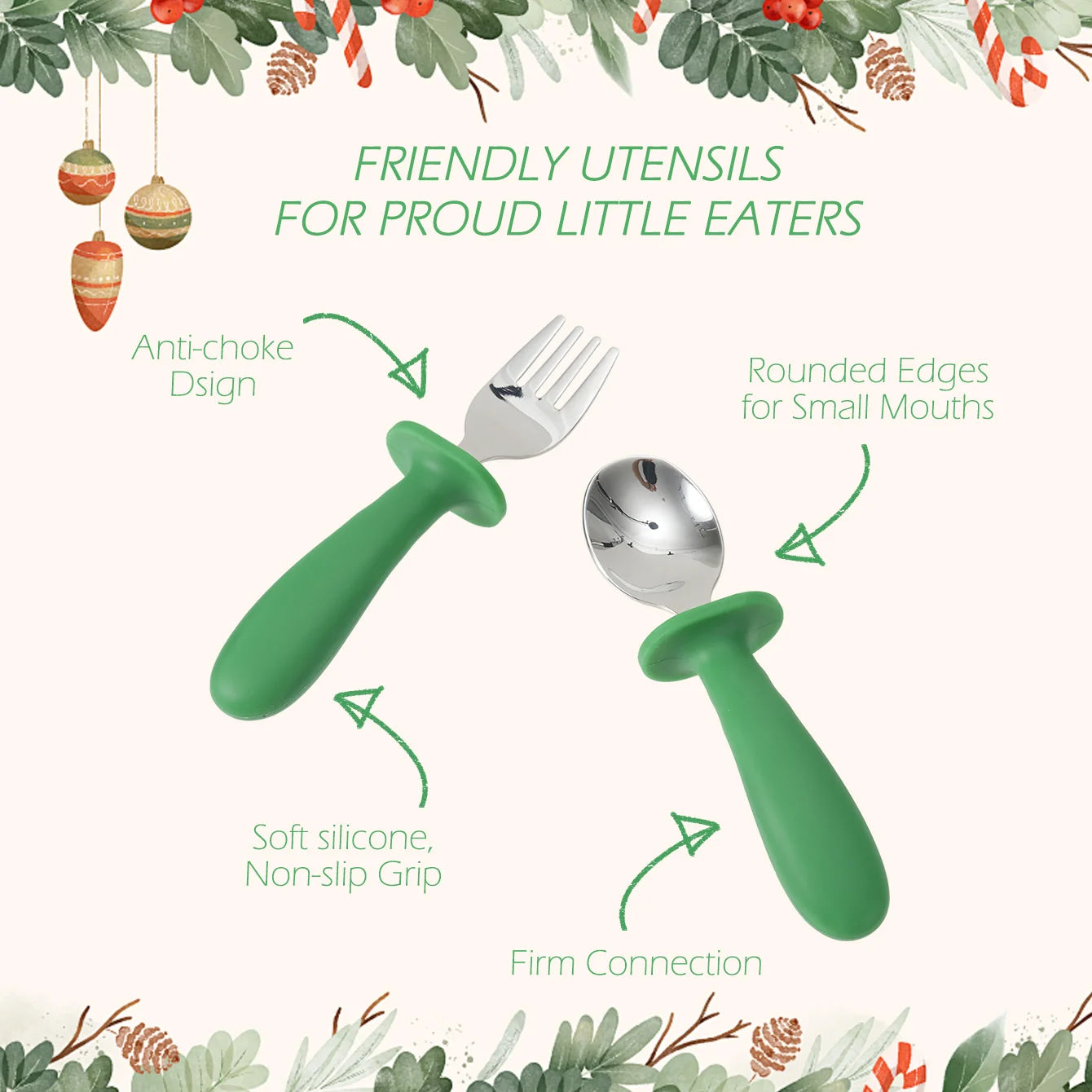 Christmas Feeding Utensils Set – Snowflake Spoons (4PCS)