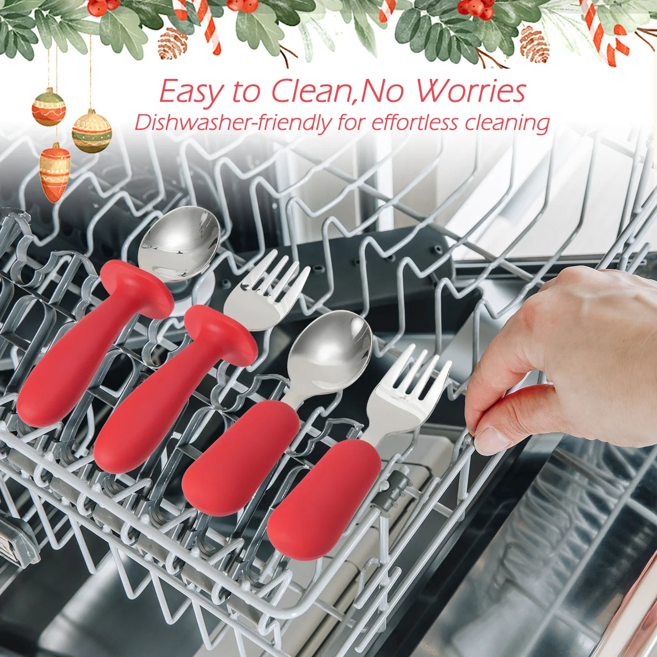 Christmas Feeding Utensils Set – Snowflake Spoons (4PCS)